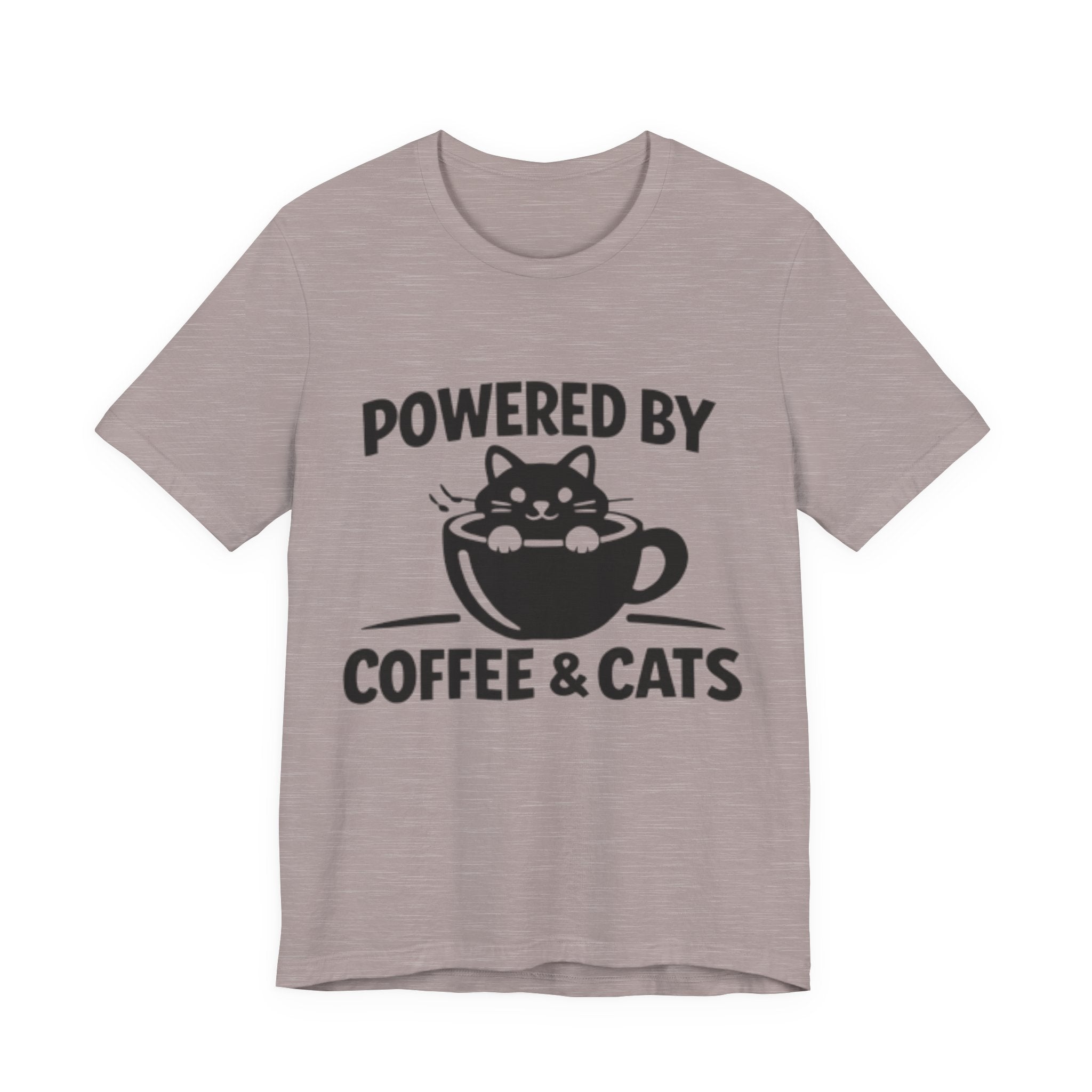 Powered by Coffee & Cats T-Shirt – Cute & Funny Cat Lover Tee ☕🐱