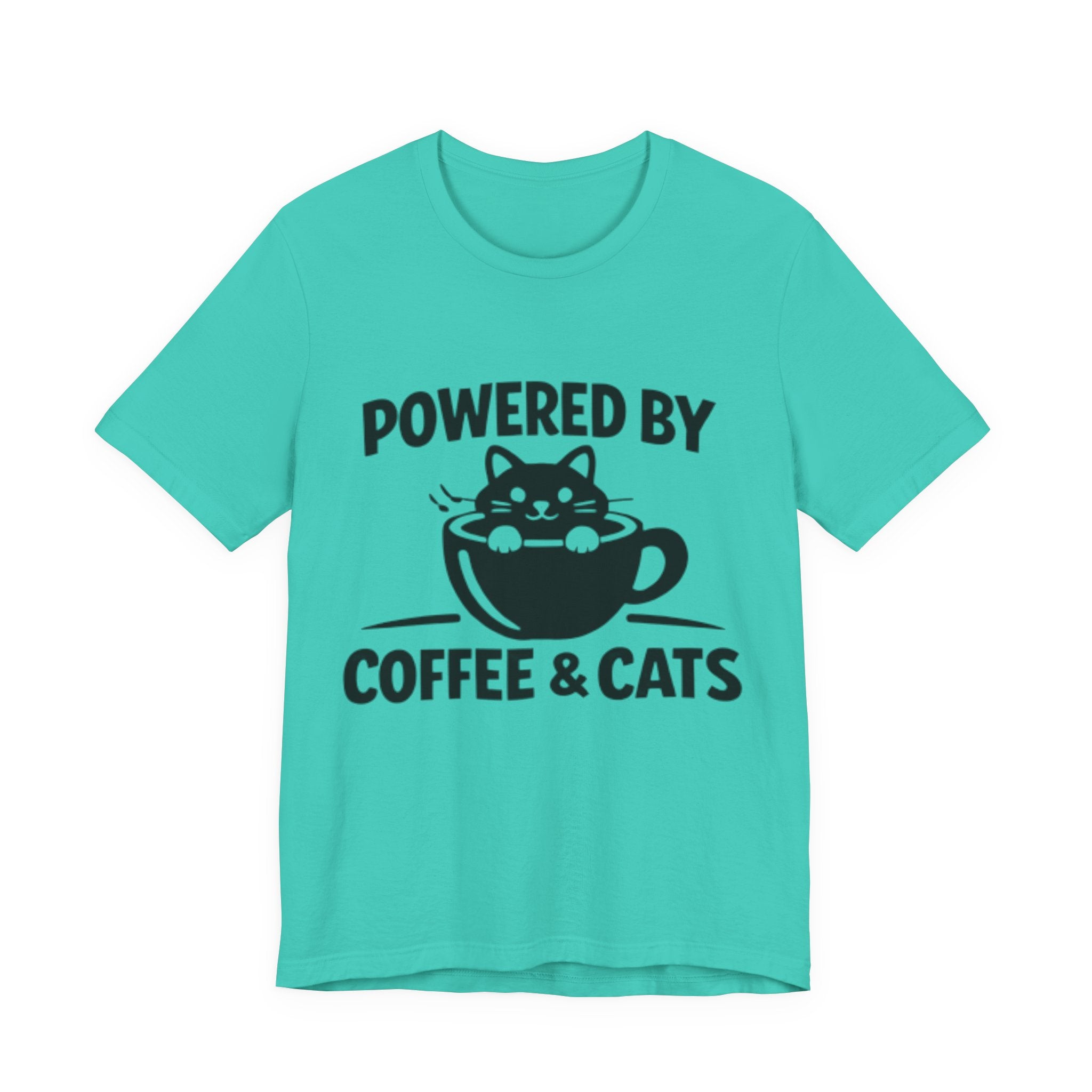 Powered by Coffee & Cats T-Shirt – Cute & Funny Cat Lover Tee ☕🐱