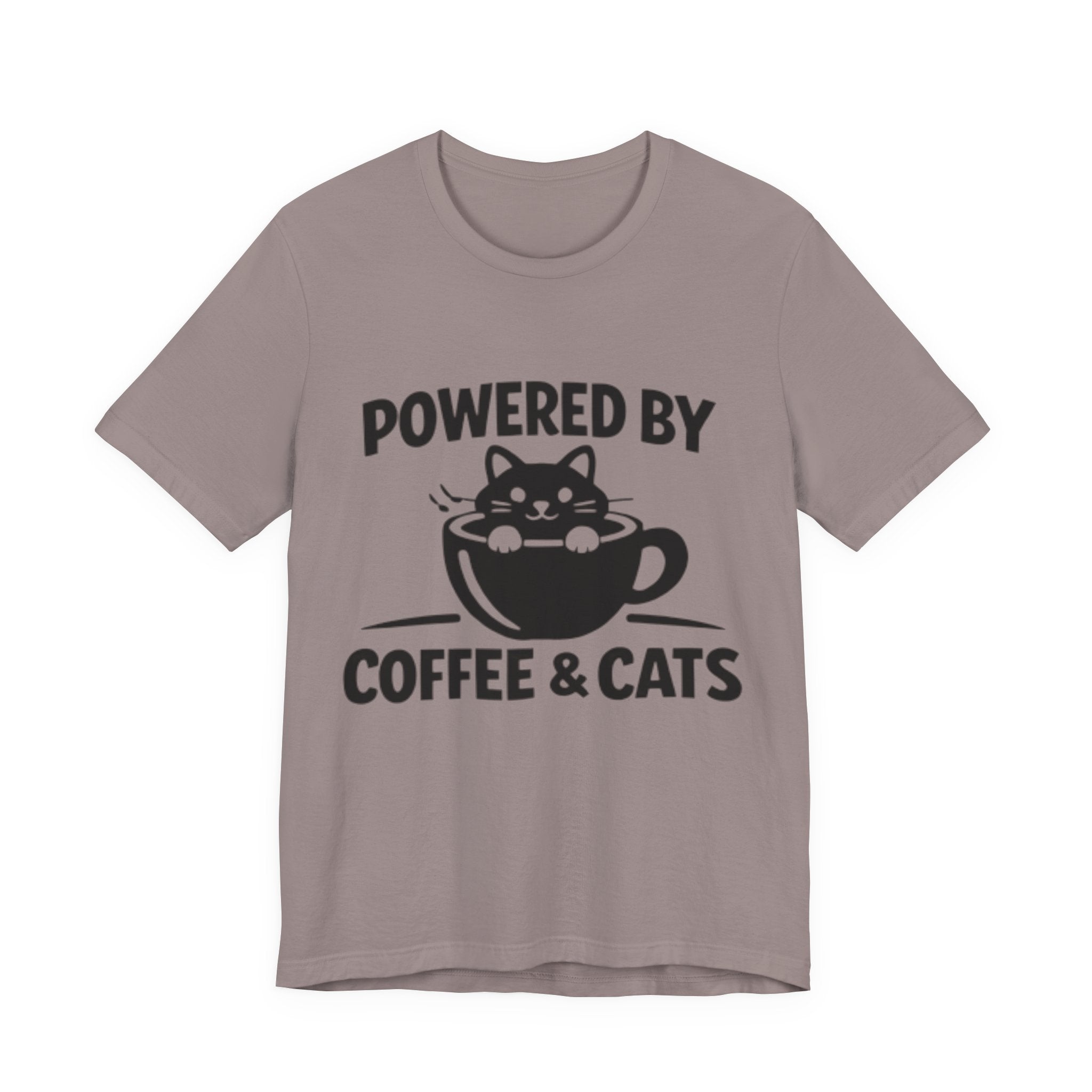 Powered by Coffee & Cats T-Shirt – Cute & Funny Cat Lover Tee ☕🐱