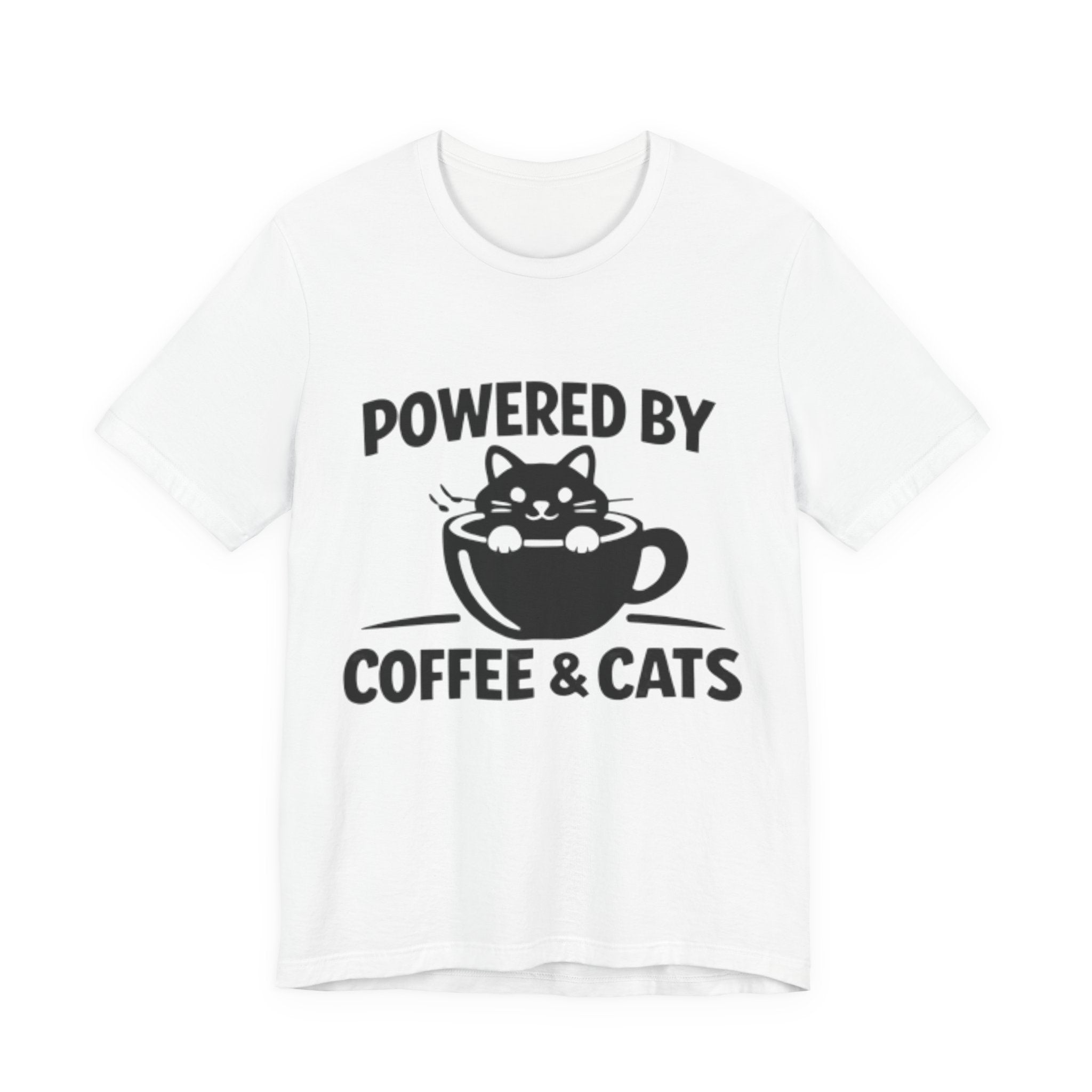 Powered by Coffee & Cats T-Shirt – Cute & Funny Cat Lover Tee ☕🐱