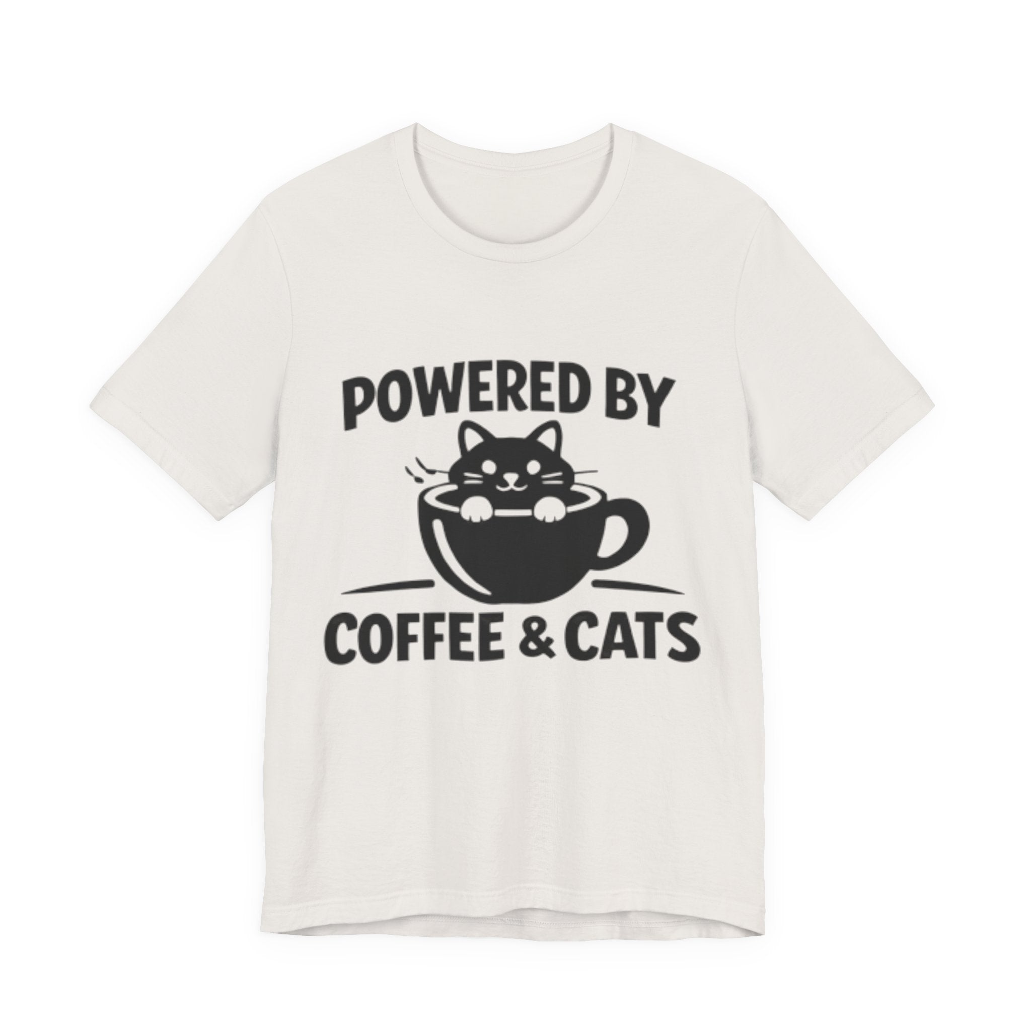 Powered by Coffee & Cats T-Shirt – Cute & Funny Cat Lover Tee ☕🐱