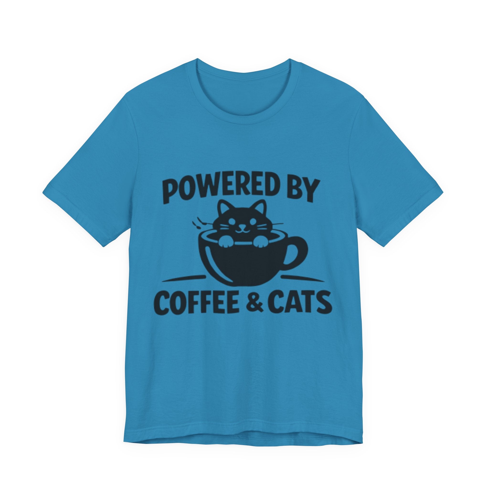 Powered by Coffee & Cats T-Shirt – Cute & Funny Cat Lover Tee ☕🐱
