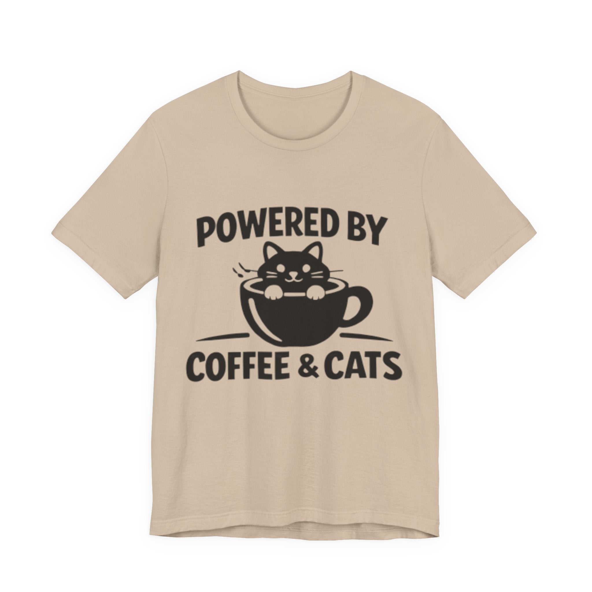 Powered by Coffee & Cats T-Shirt – Cute & Funny Cat Lover Tee ☕🐱