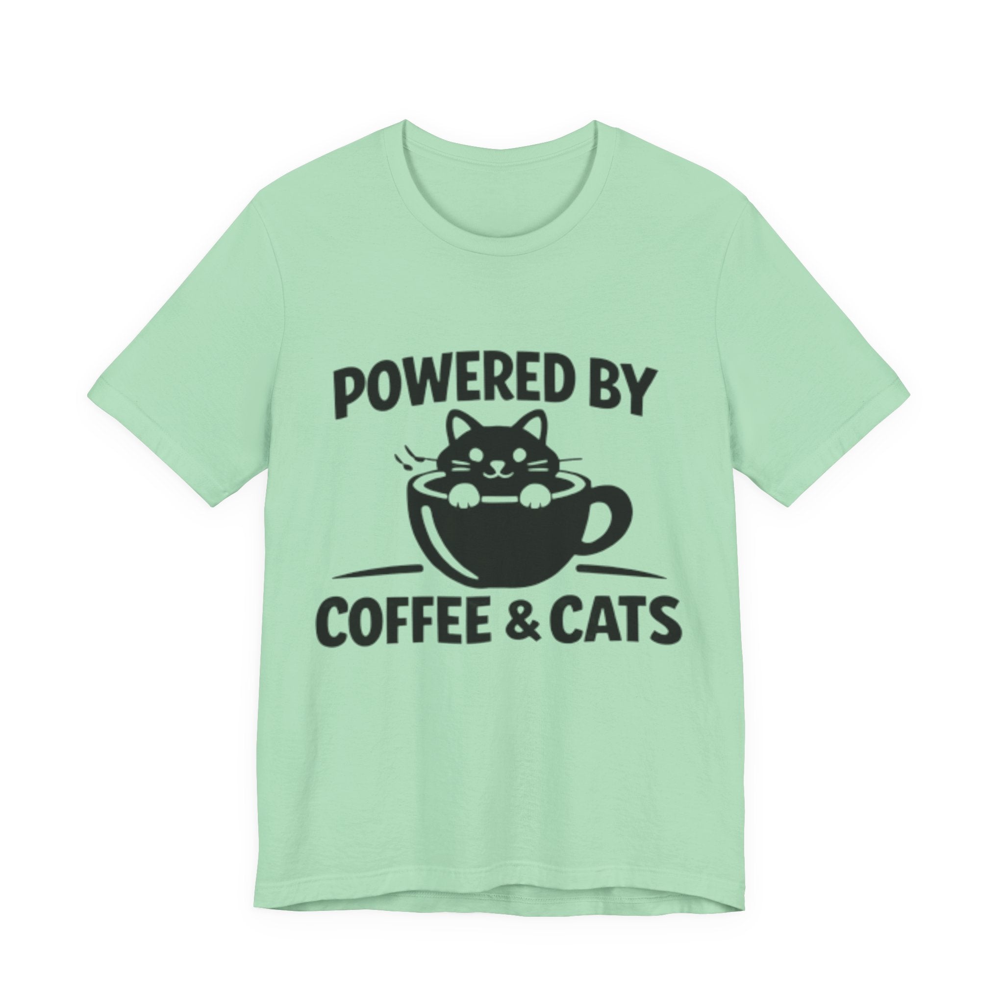 Powered by Coffee & Cats T-Shirt – Cute & Funny Cat Lover Tee ☕🐱